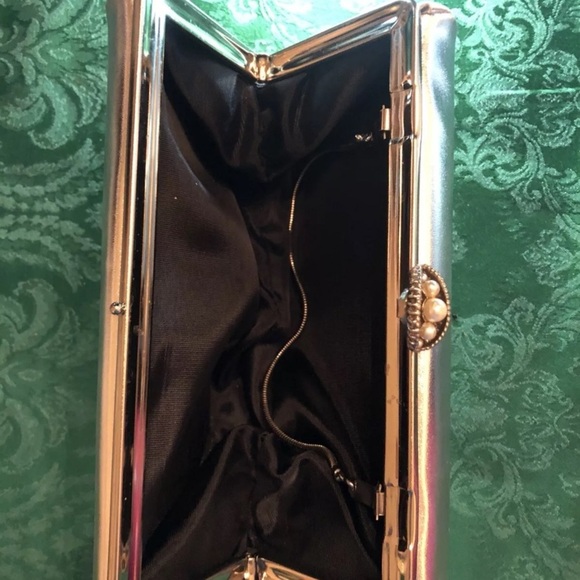 Chic Black Wristlet with Sleek Design and Metallic Accents - Picture 6 of 16